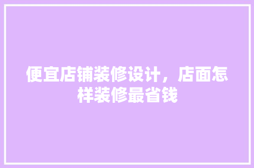 便宜店铺装修设计，店面怎样装修最省钱