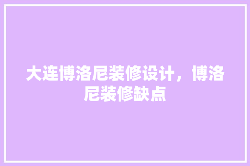 大连博洛尼装修设计，博洛尼装修缺点