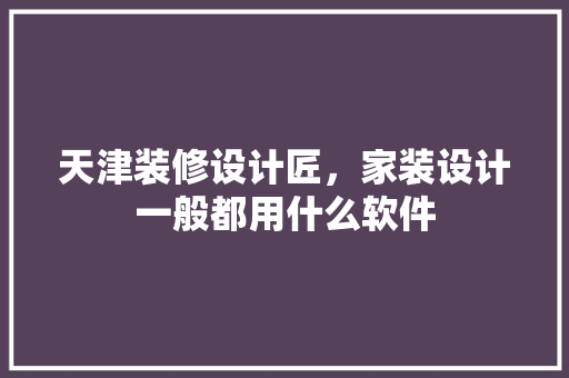 天津装修设计匠，家装设计一般都用什么软件