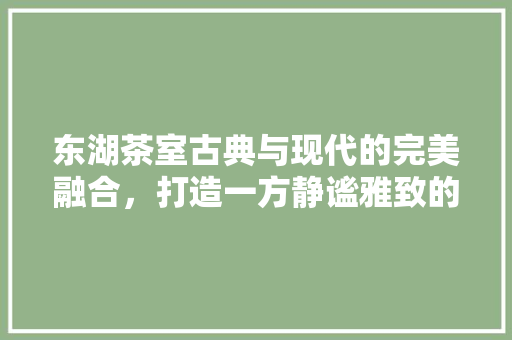 东湖茶室古典与现代的完美融合，打造一方静谧雅致的空间