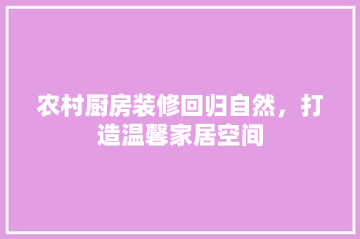 农村厨房装修回归自然，打造温馨家居空间