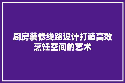 厨房装修线路设计打造高效烹饪空间的艺术