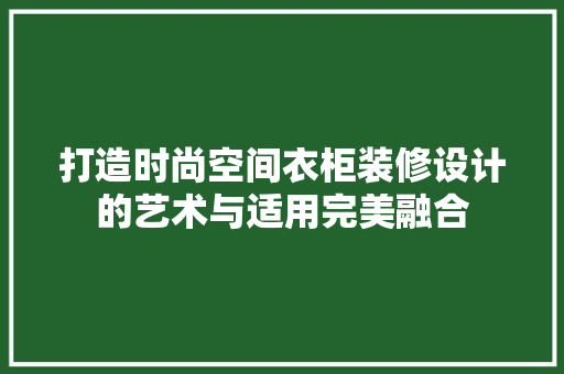 打造时尚空间衣柜装修设计的艺术与适用完美融合 客厅装修
