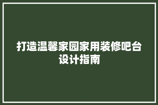 打造温馨家园家用装修吧台设计指南