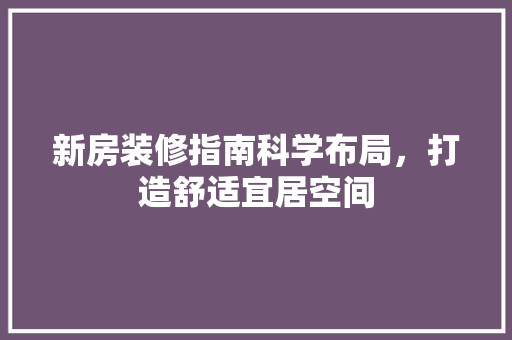 新房装修指南科学布局，打造舒适宜居空间
