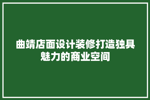 曲靖店面设计装修打造独具魅力的商业空间
