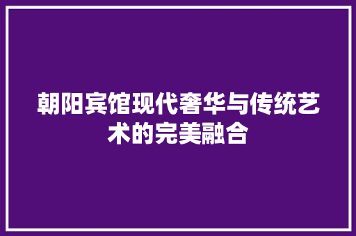 朝阳宾馆现代奢华与传统艺术的完美融合