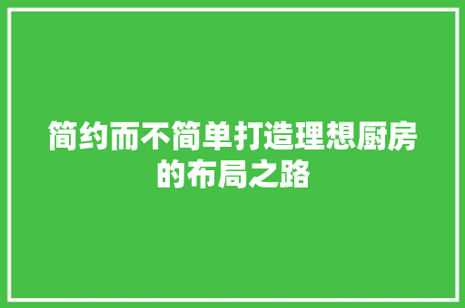 简约而不简单打造理想厨房的布局之路