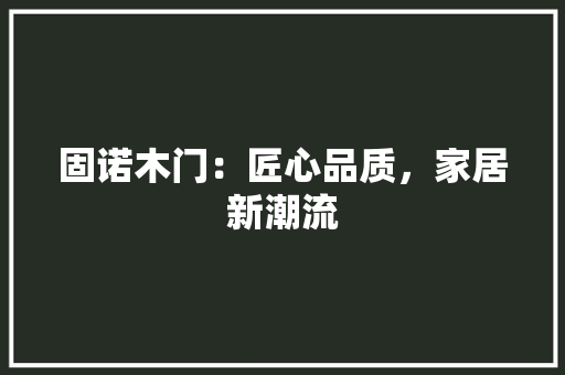 固诺木门：匠心品质，家居新潮流 现代风格装饰