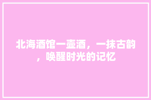 北海酒馆一壶酒，一抹古韵，唤醒时光的记忆