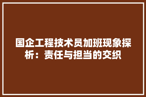 国企工程技术员加班现象探析：责任与担当的交织 现代风格装饰