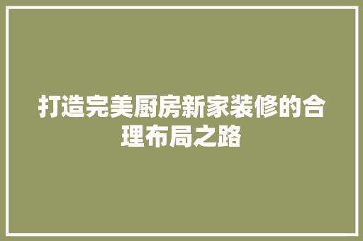 打造完美厨房新家装修的合理布局之路