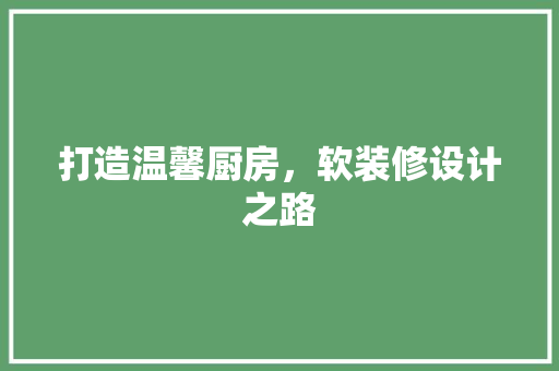 打造温馨厨房，软装修设计之路