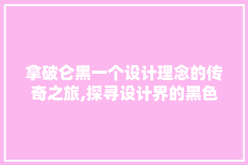 拿破仑黑一个设计理念的传奇之旅,探寻设计界的黑色魅力