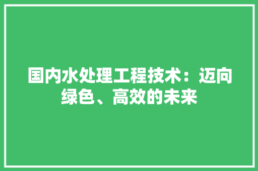 国内水处理工程技术：迈向绿色、高效的未来 现代风格装饰