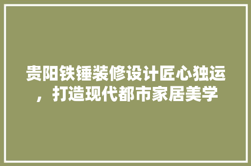 贵阳铁锤装修设计匠心独运，打造现代都市家居美学