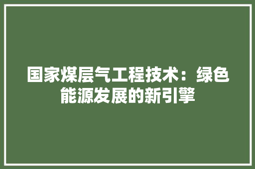 国家煤层气工程技术：绿色能源发展的新引擎 现代风格装饰