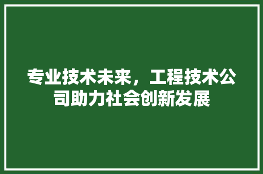 专业技术未来，工程技术公司助力社会创新发展 家居装修