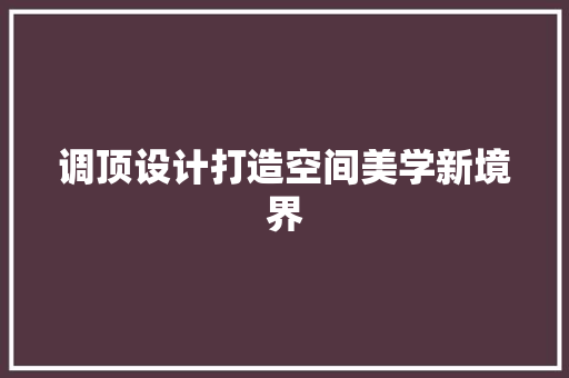 调顶设计打造空间美学新境界