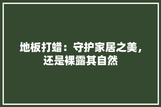 地板打蜡：守护家居之美，还是裸露其自然 现代风格装饰