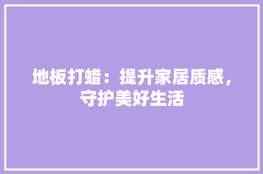 地板打蜡：提升家居质感，守护美好生活 现代风格装饰