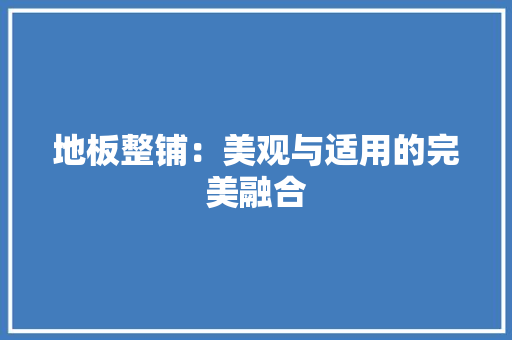 地板整铺：美观与适用的完美融合 现代风格装饰