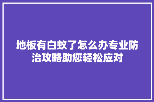 地板有白蚁了怎么办专业防治攻略助您轻松应对 现代风格装饰