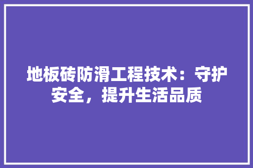 地板砖防滑工程技术：守护安全，提升生活品质 现代风格装饰