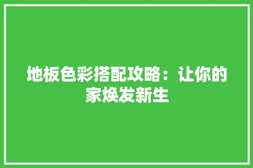 地板色彩搭配攻略:让你的家焕发新生 现代风格装饰 地板色彩搭配攻略:让你的家焕发新生 现代风格装饰