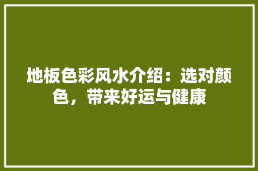地板色彩风水介绍：选对颜色，带来好运与健康 现代风格装饰