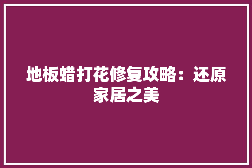 地板蜡打花修复攻略：还原家居之美 现代风格装饰
