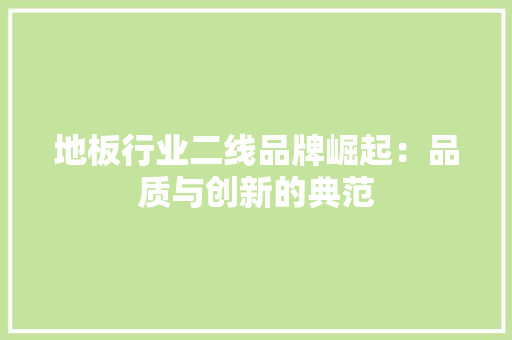 地板行业二线品牌崛起：品质与创新的典范 现代风格装饰