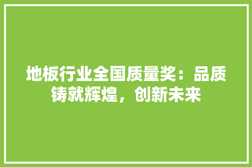 地板行业全国质量奖：品质铸就辉煌，创新未来 现代风格装饰