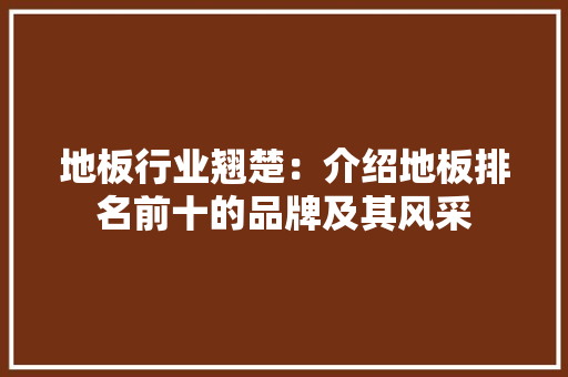 地板行业翘楚：介绍地板排名前十的品牌及其风采 现代风格装饰