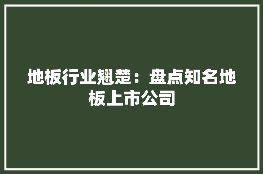 地板行业翘楚：盘点知名地板上市公司 现代风格装饰