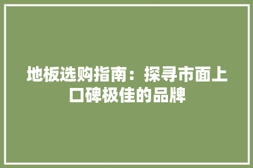 地板选购指南：探寻市面上口碑极佳的品牌 现代风格装饰