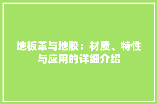 地板革与地胶：材质、特性与应用的详细介绍 现代风格装饰