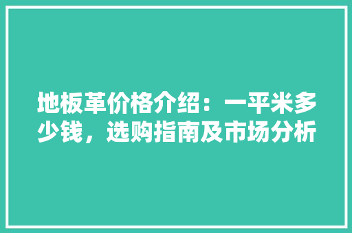 地板革价格介绍：一平米多少钱，选购指南及市场分析
