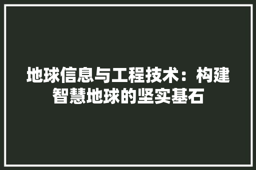 地球信息与工程技术：构建智慧地球的坚实基石 现代风格装饰