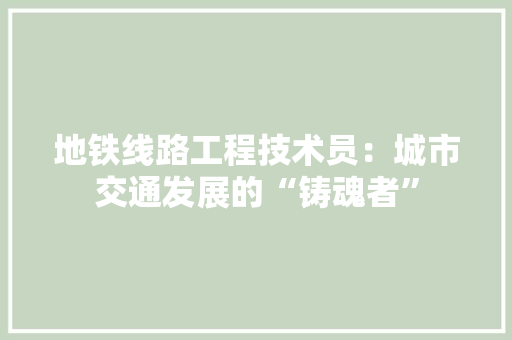 地铁线路工程技术员：城市交通发展的“铸魂者” 现代风格装饰