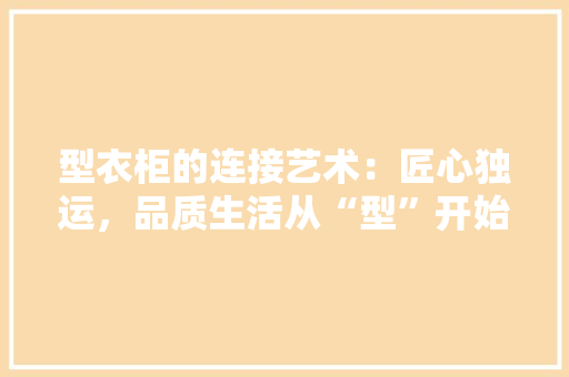 型衣柜的连接艺术：匠心独运，品质生活从“型”开始 现代风格装饰