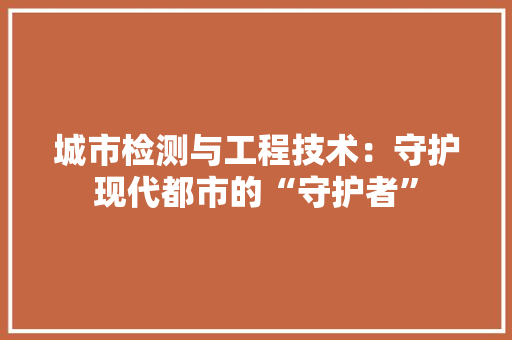 城市检测与工程技术：守护现代都市的“守护者” 现代风格装饰