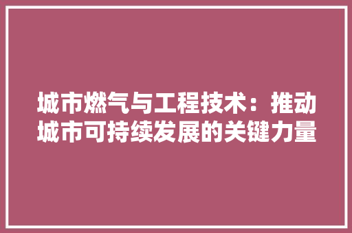 城市燃气与工程技术：推动城市可持续发展的关键力量 现代风格装饰
