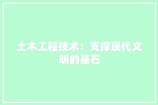 土木工程技术：支撑现代文明的基石 现代风格装饰