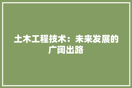土木工程技术：未来发展的广阔出路 现代风格装饰