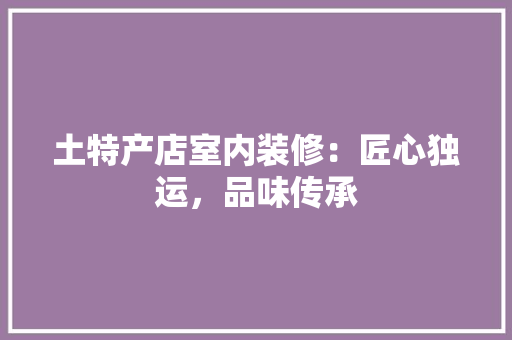 土特产店室内装修：匠心独运，品味传承 现代风格装饰