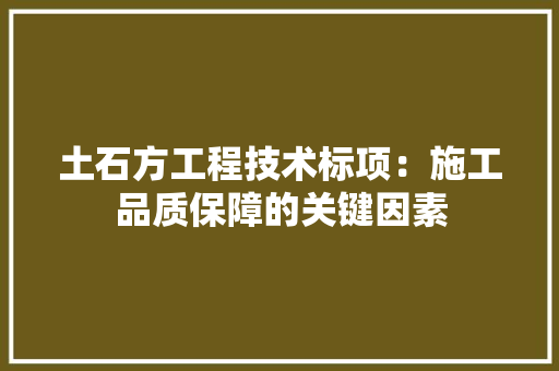 土石方工程技术标项：施工品质保障的关键因素 现代风格装饰