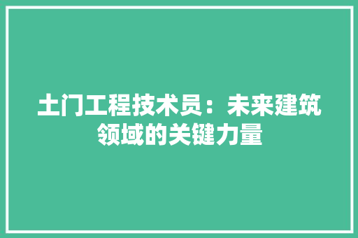 土门工程技术员：未来建筑领域的关键力量 现代风格装饰