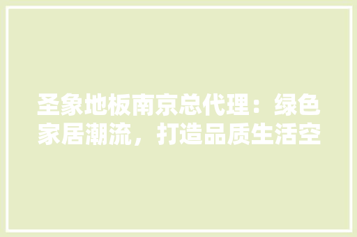 圣象地板南京总代理：绿色家居潮流，打造品质生活空间 现代风格装饰