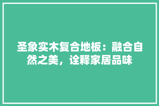 圣象实木复合地板：融合自然之美，诠释家居品味 现代风格装饰